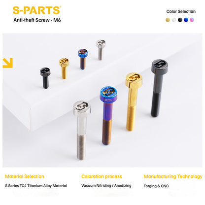 SPARTS M6 × L20-35 Titanium Anti-Theft Caliper Set Screws for Motorcycle 2-Piston Brake Calipers