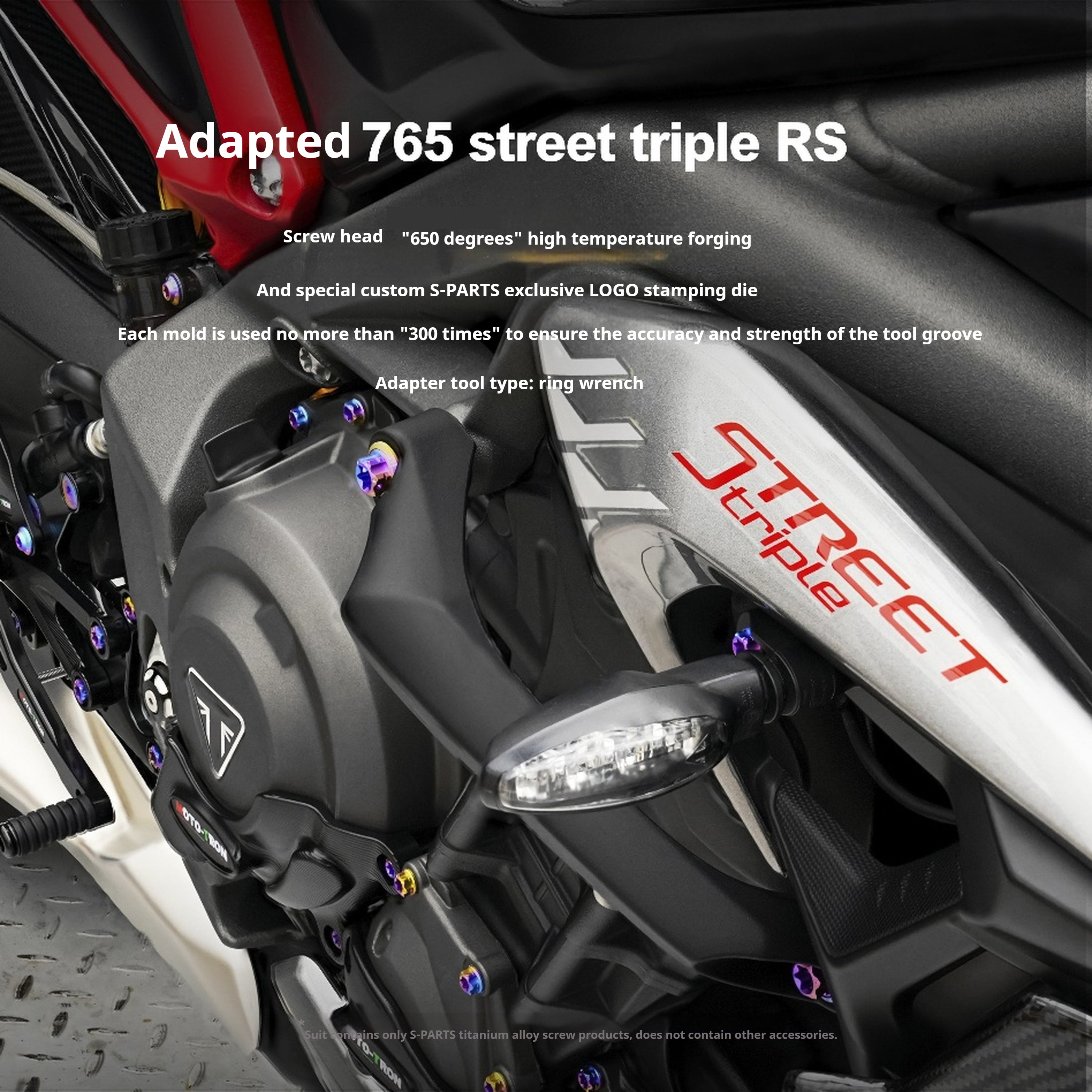 SPARTS Titanium Screw Set for Triumph Street Triple RS – Custom Candy Color & CNC Titanium Upgrade Kit