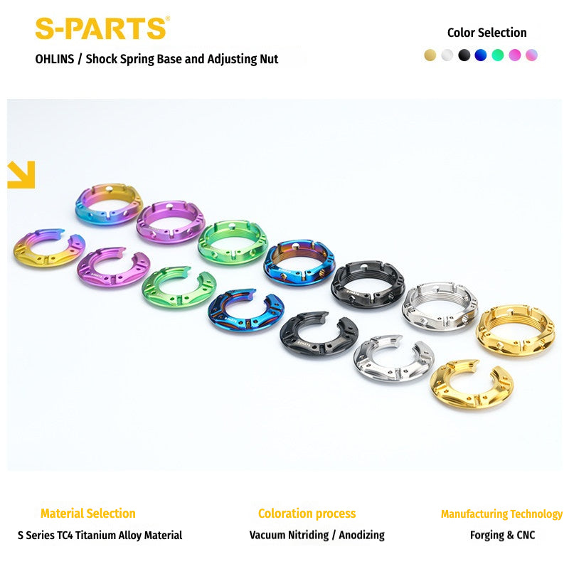 SPARTS Titanium Preload Adjuster & Spring Seat Kit for Öhlins Motorcycle Suspension