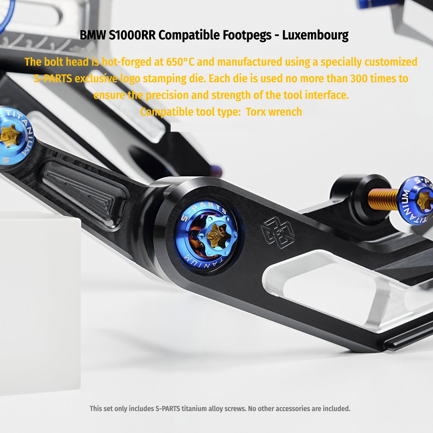 SPARTS Gilles Foot Peg Titanium Bolt Kit for BMW S1000RR – Luxembourg Edition