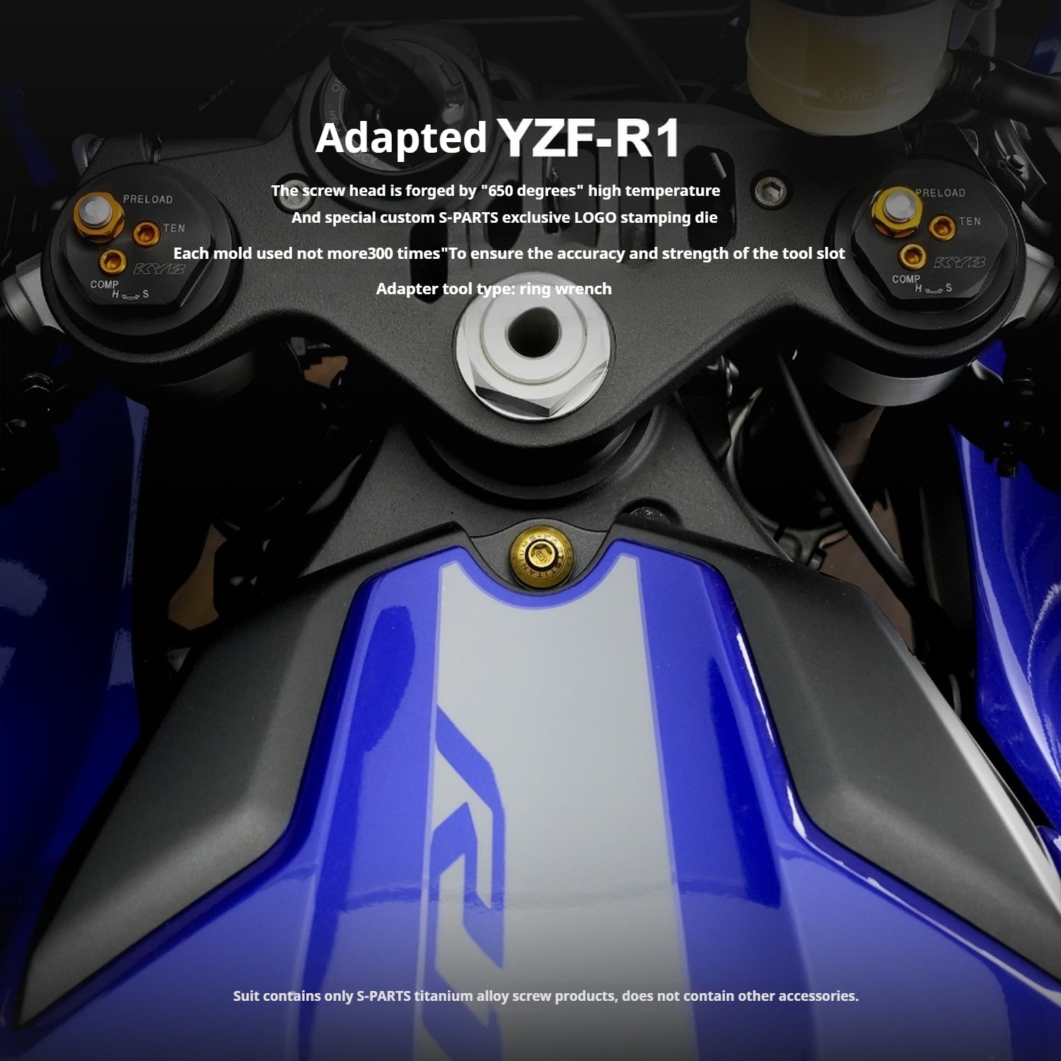 SPARTS Titanium Bolt Kit for Yamaha YZF-R1– Custom Candy Color & CNC Titanium Upgrade Kit- 1/2