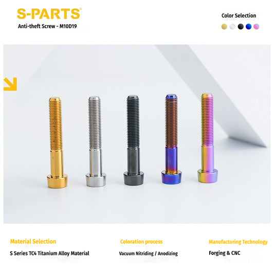 SPARTS Titanium Anti-Theft Fasteners M10 D19×L20-65 P1.5  – Brake Caliper Locking Screw for Motorcycle