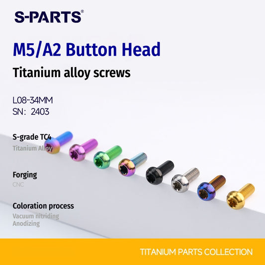 SPARTS A2 M5 Titanium Button Head Bolts for Bicycle Brake Caliper Upgrades Ultra-Light Fasteners