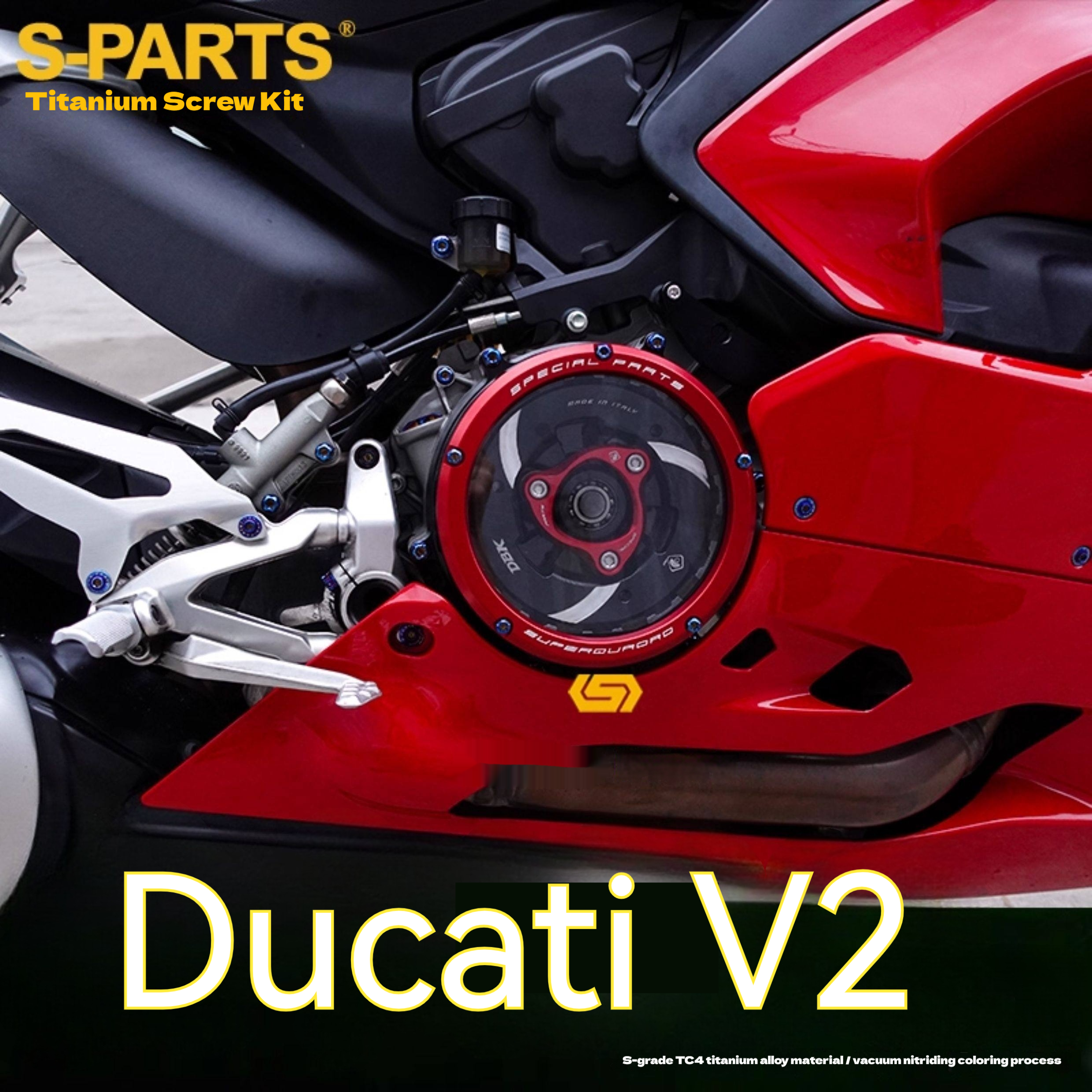 S-PARTS  Compatible with / Suitable for Ducati DUCATI V2 Full Titanium Bolt Kit