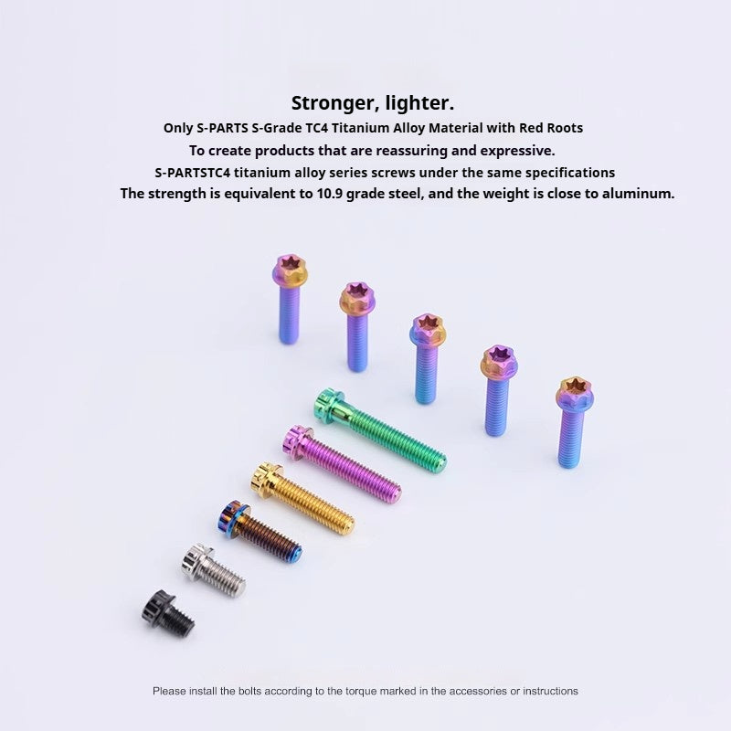 S-PARTS M8 Standard Head A3 Series Titanium Alloy Screws for Electric and Motorcycle Modification Locking Blue and candy color