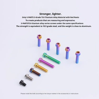 S-PARTS M8 Standard Head A3 Series Titanium Alloy Screws for Electric and Motorcycle Modification Locking Blue and candy color