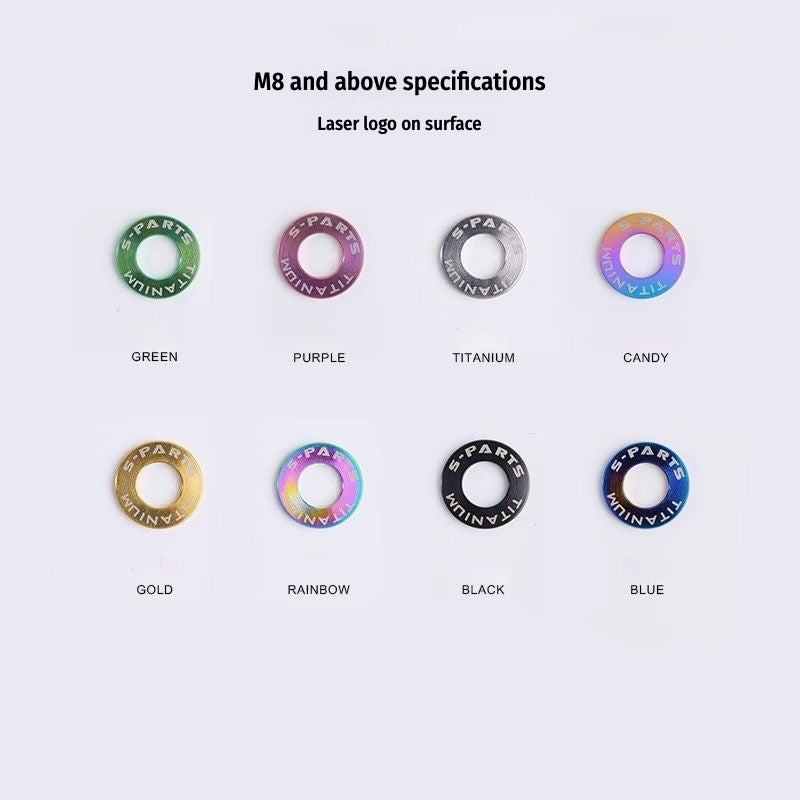 S-PARTS M3 / M4 / M5 / M6 TC4 Titanium Flat Washers for E-Bikes, Motorcycles & Bicycles