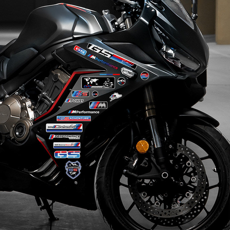 BMW Motorcycle Sticker Set | Creative Waterproof Decals for Helmet, Body & Panniers | BMW Logo & GS Adventure Styling