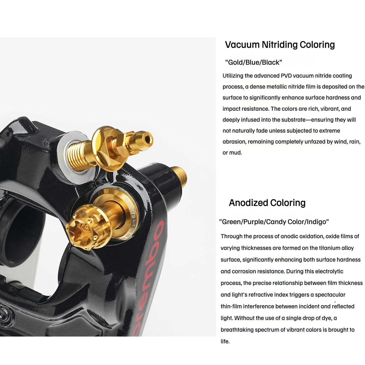 SPARTS Titanium Bolt Kit Compatible with BREMBO HYPURE Caliper - Titanium
