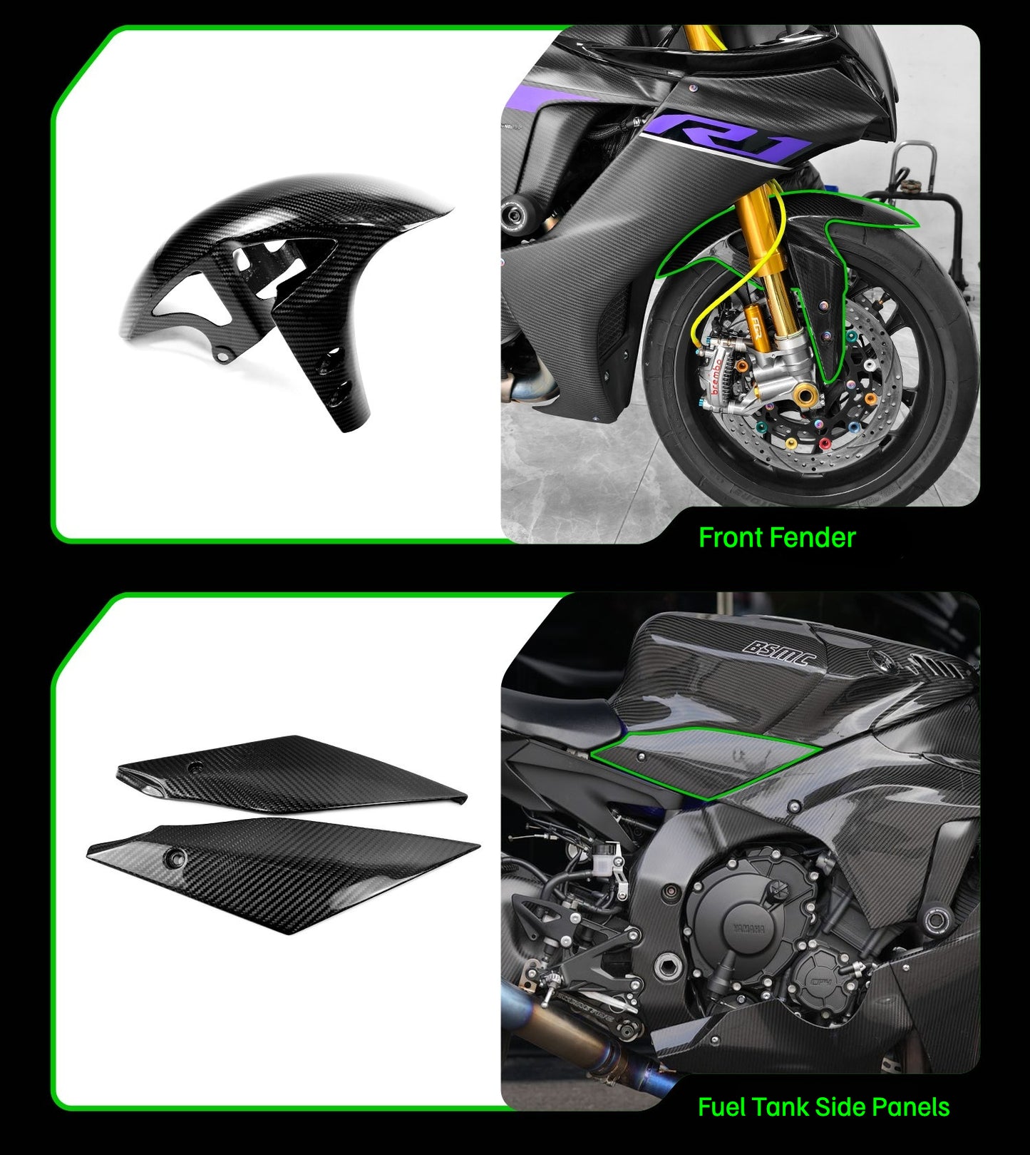 Carbon Fiber Fairings and Bodywork Parts for 2022 Yamaha YZF R1 R1M