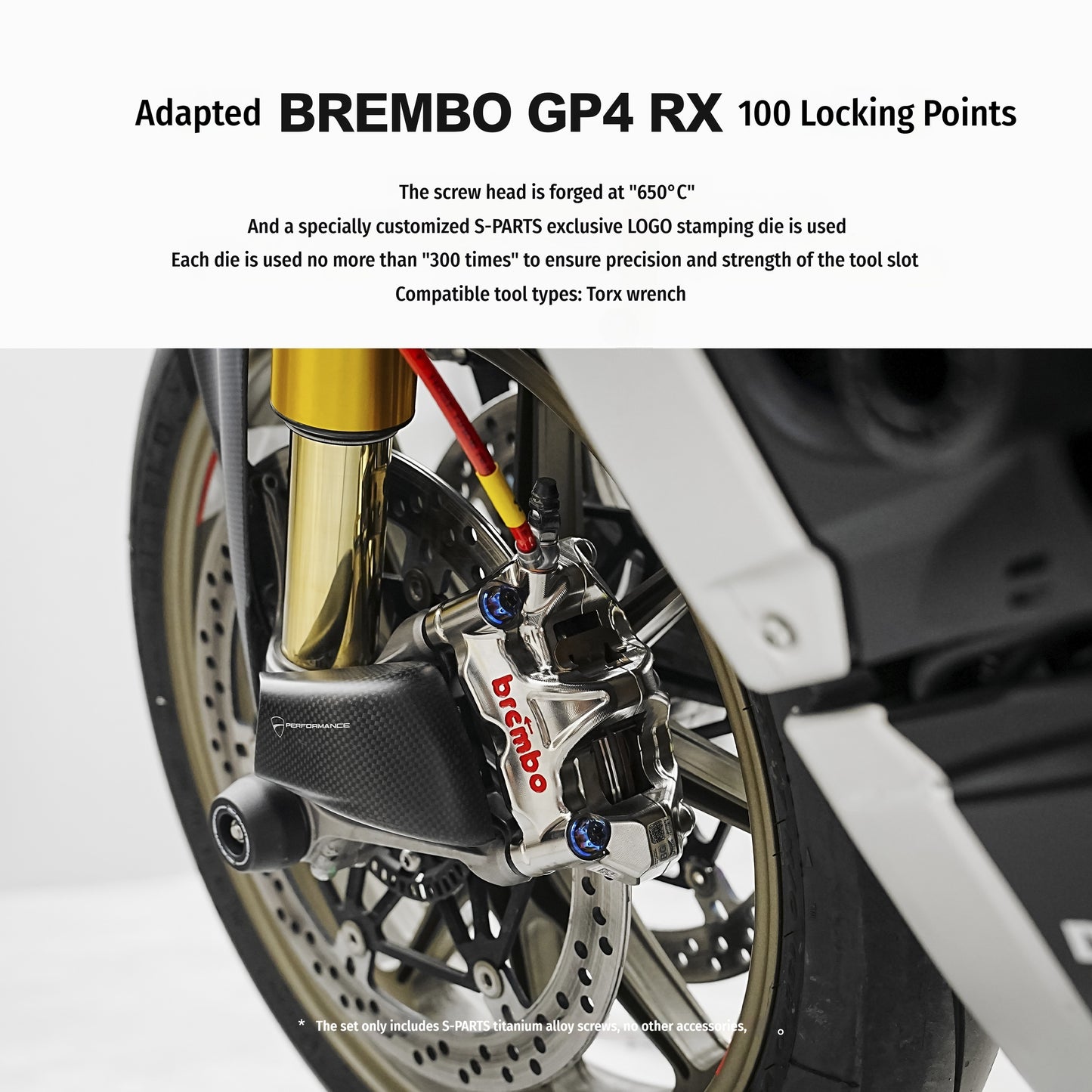 SPARTS Titanium Caliper Bolt Kit for BREMBO GP4 RX 100 | TC4 Titanium Brake Caliper Screws