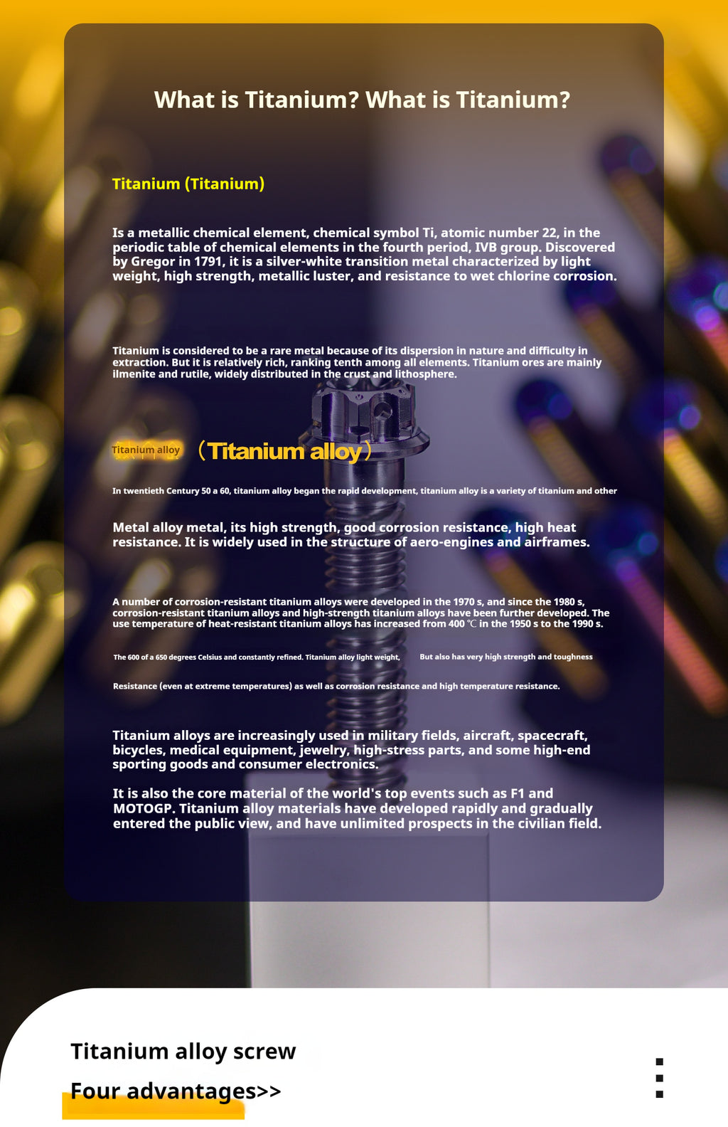 -PARTS M8 A3 Titanium Motorcycle Bolt – Multi-Length, Standard Head