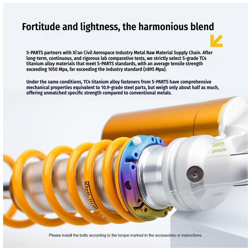 SPARTS Titanium Preload Adjuster & Spring Seat Kit for Öhlins Motorcycle Suspension