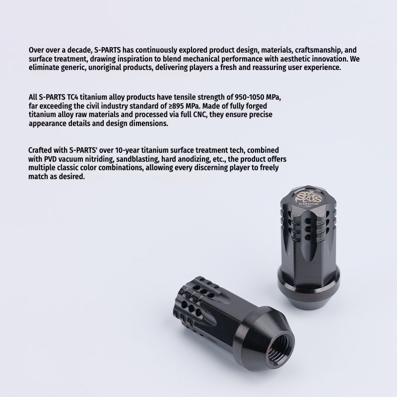 S-PARTS Titanium M12 Car Wheel Lug Nut Set, 20pcs