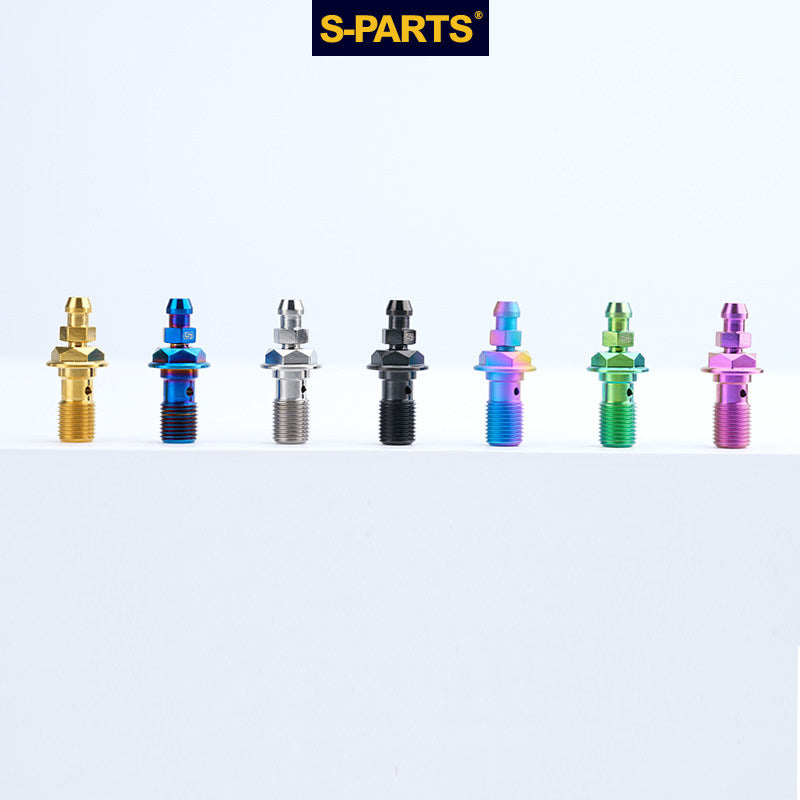 SPARTS M10 Single-Hole Banjo Bolt with Bleeder – Hex Head Titanium Bolt P1.0 / P1.25 for E-Bikes, Motorcycles & Bicycles