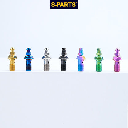 SPARTS M10 Single-Hole Banjo Bolt with Bleeder – Hex Head Titanium Bolt P1.0 / P1.25 for E-Bikes, Motorcycles & Bicycles