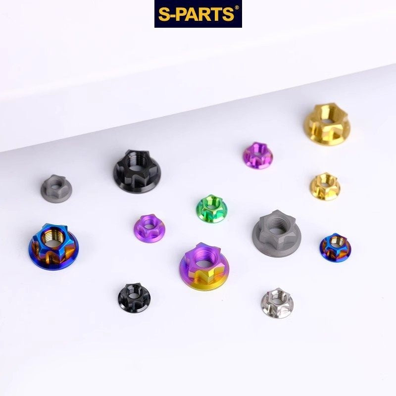 SPARTS Hex Flange Titanium Nut – A3 Series – M5 / M6 / M8 / M10 / M12 – Motorcycle Locking Hardware