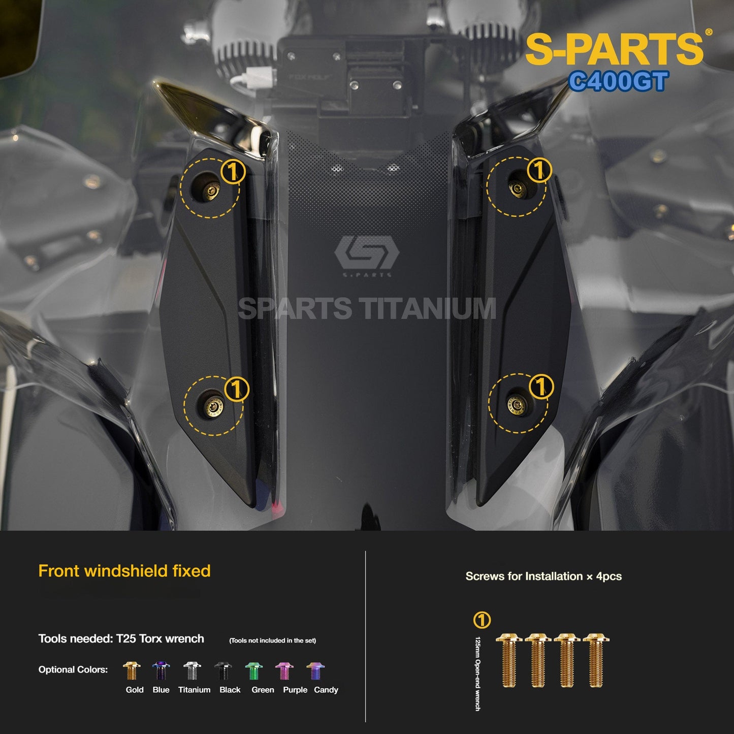 SPARTS Titanium Alloy Bodywork & Windshield Fasteners Bolts Kit for BMW C400GT