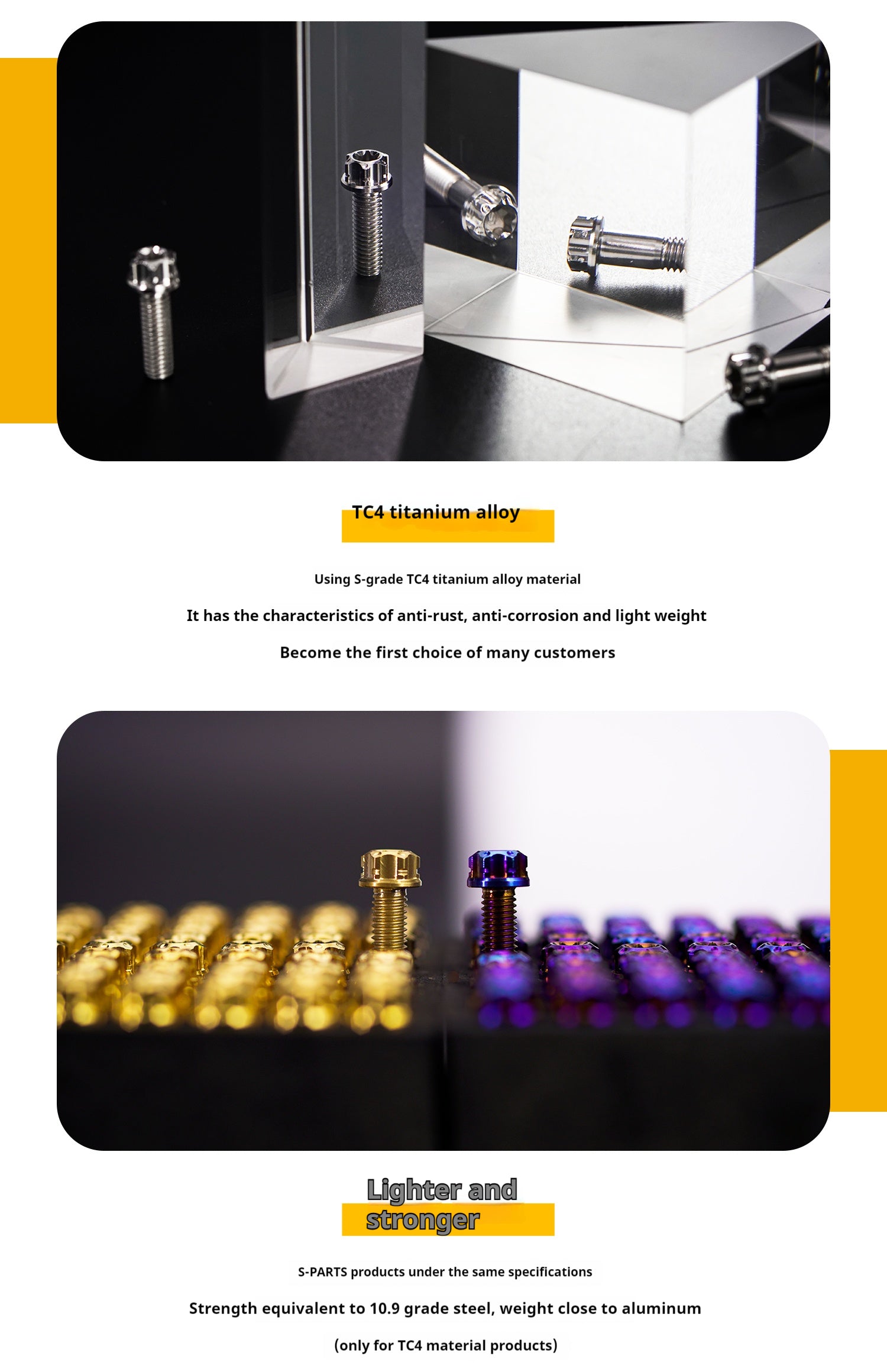 -PARTS M8 A3 Titanium Motorcycle Bolt – Multi-Length, Standard Head