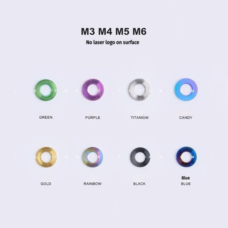 S-PARTS M8 / M10 / M12 / M14 TC4 Titanium Flat Washers for E-Bikes, Motorcycles & Bicycles