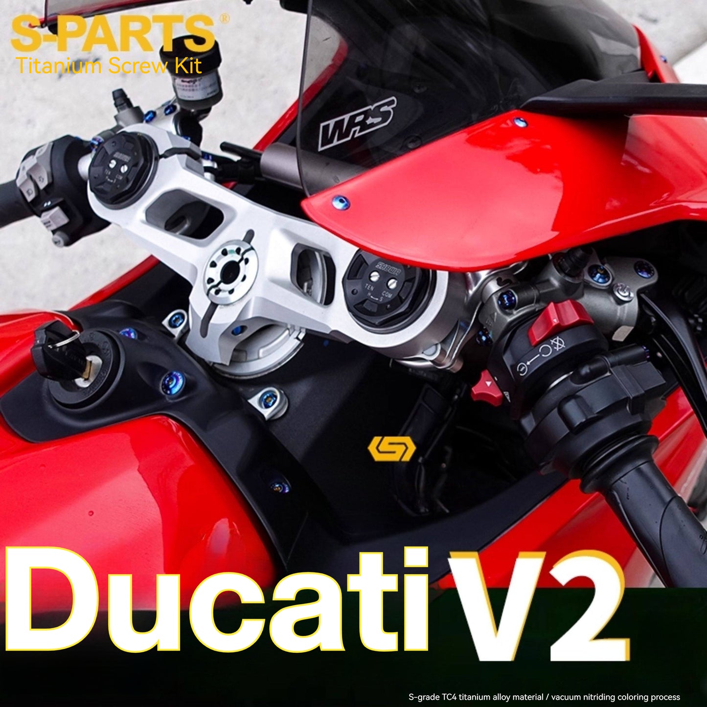 S-PARTS  Compatible with / Suitable for Ducati DUCATI V2 Full Titanium Bolt Kit
