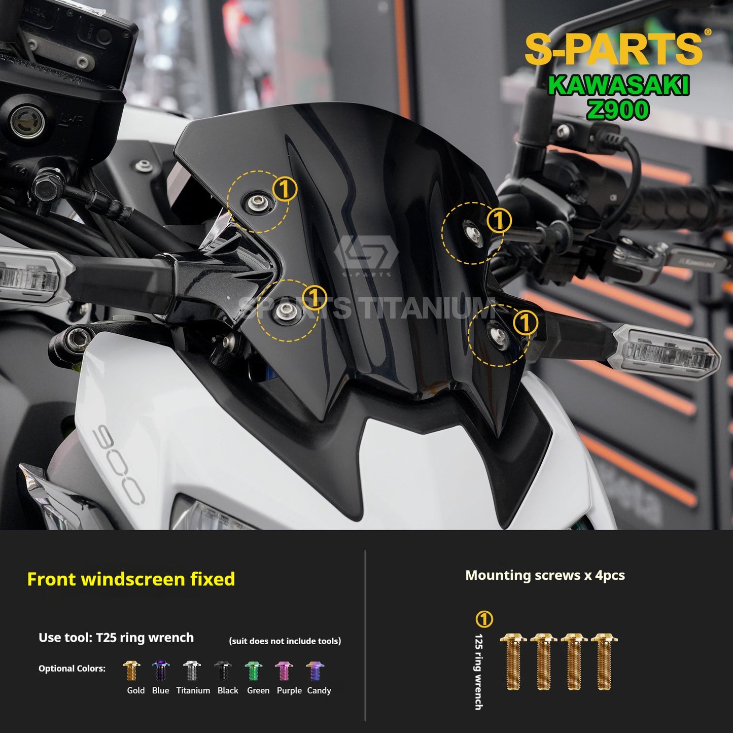 S-PARTS Titanium Fasteners Front End / Control System Bolt Kit for Kawasaki Z900