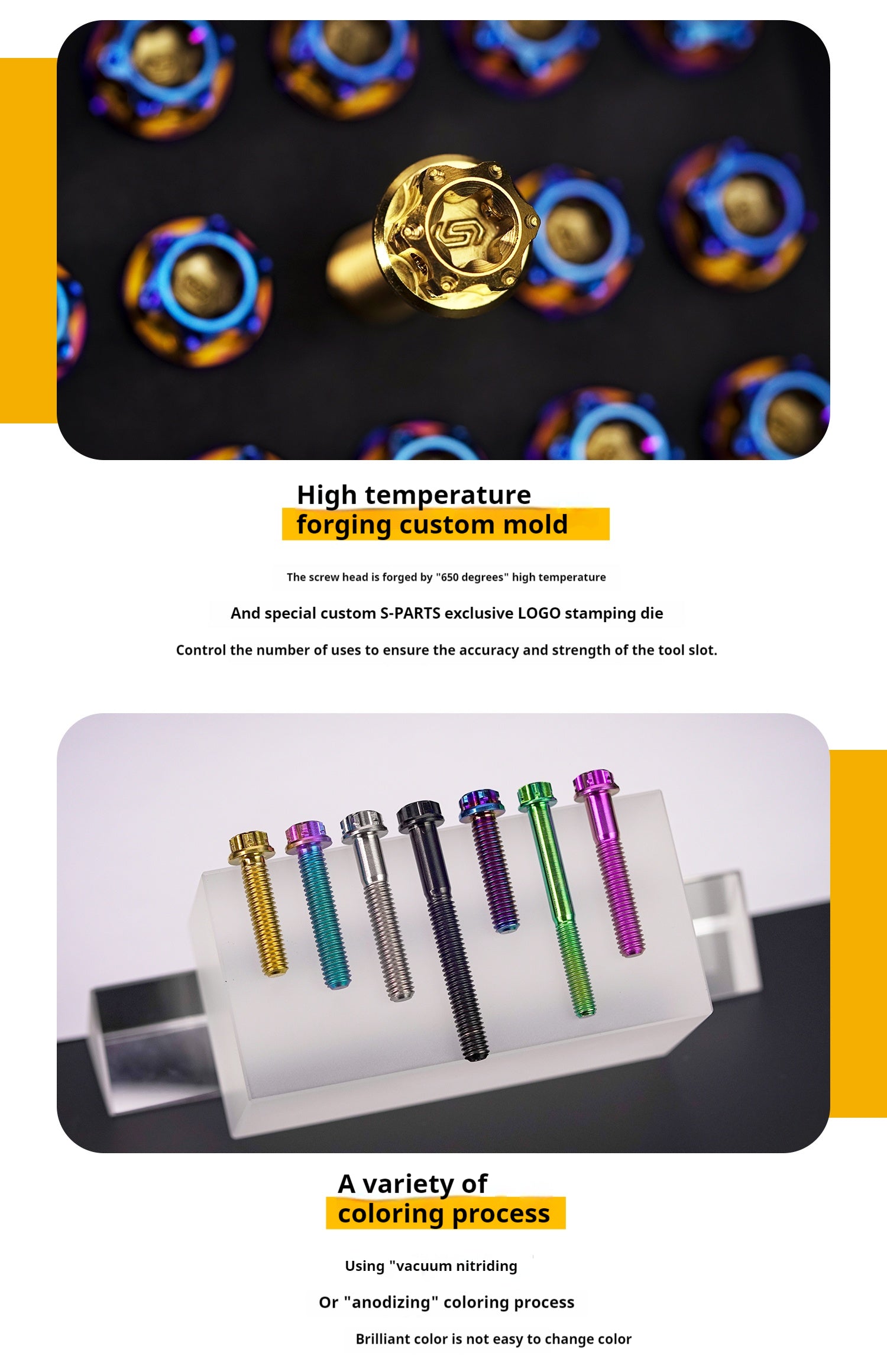 -PARTS M8 A3 Titanium Motorcycle Bolt – Multi-Length, Standard Head