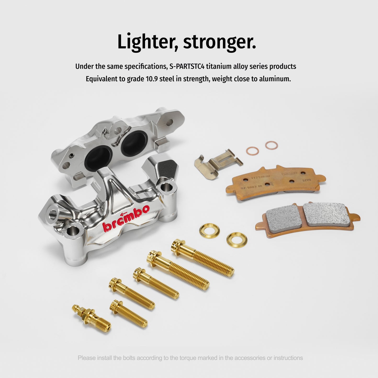 SPARTS Titanium Caliper Bolt Kit for BREMBO GP4 RX 100 | TC4 Titanium Brake Caliper Screws