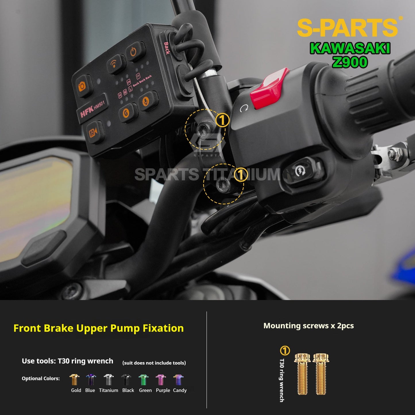 S-PARTS Titanium Fasteners Front End / Control System Bolt Kit for Kawasaki Z900