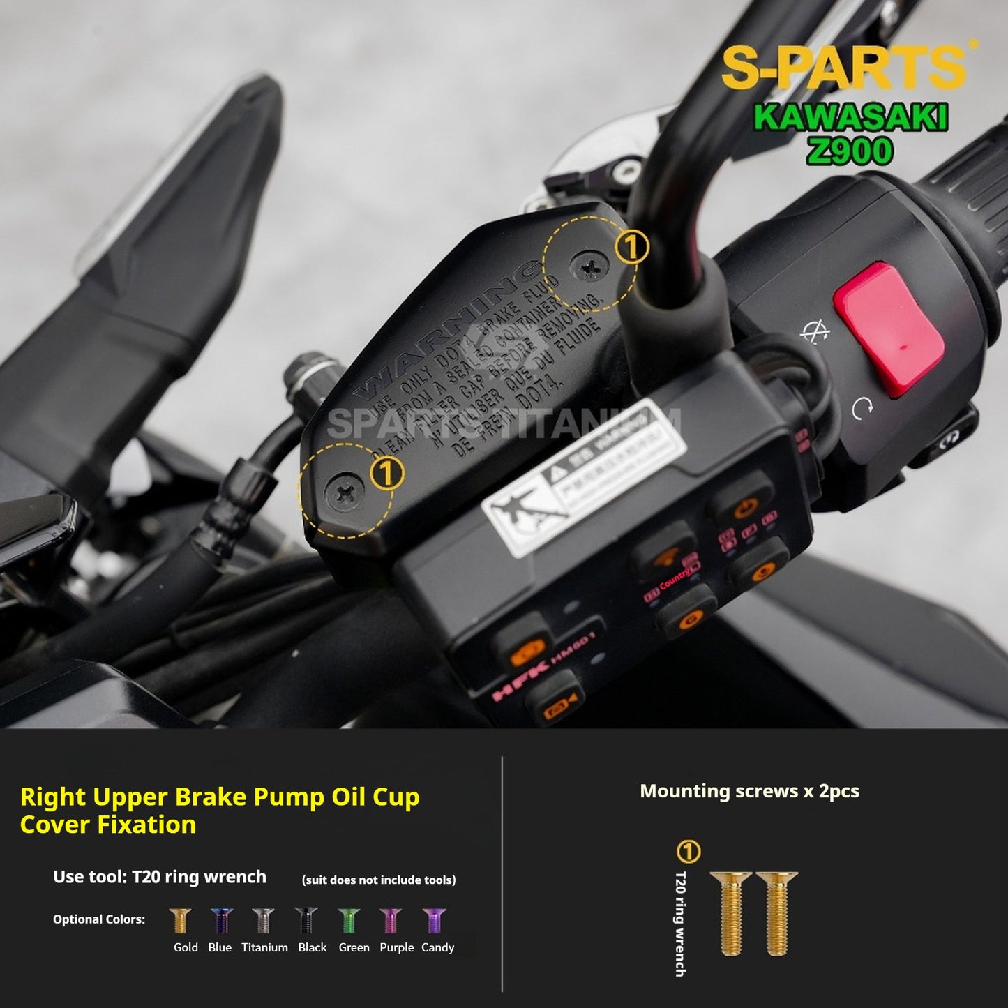 S-PARTS Titanium Fasteners Front End / Control System Bolt Kit for Kawasaki Z900