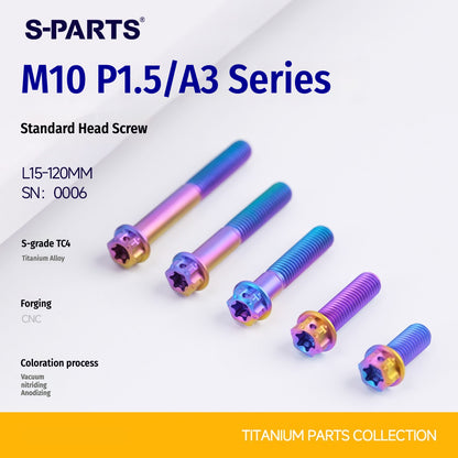 SPARTS M10 P1.5 A3 Series Titanium Bolt – Standard Head – 650°C Forged – S-Grade TC4 for E-Bikes, Motorcycles & Bicycles