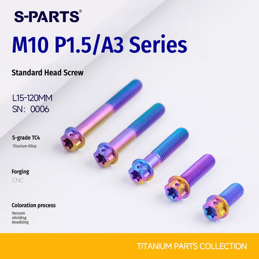 SPARTS M10 P1.5 A3 Series Titanium Bolt – Standard Head – 650°C Forged – S-Grade TC4 for E-Bikes, Motorcycles & Bicycles