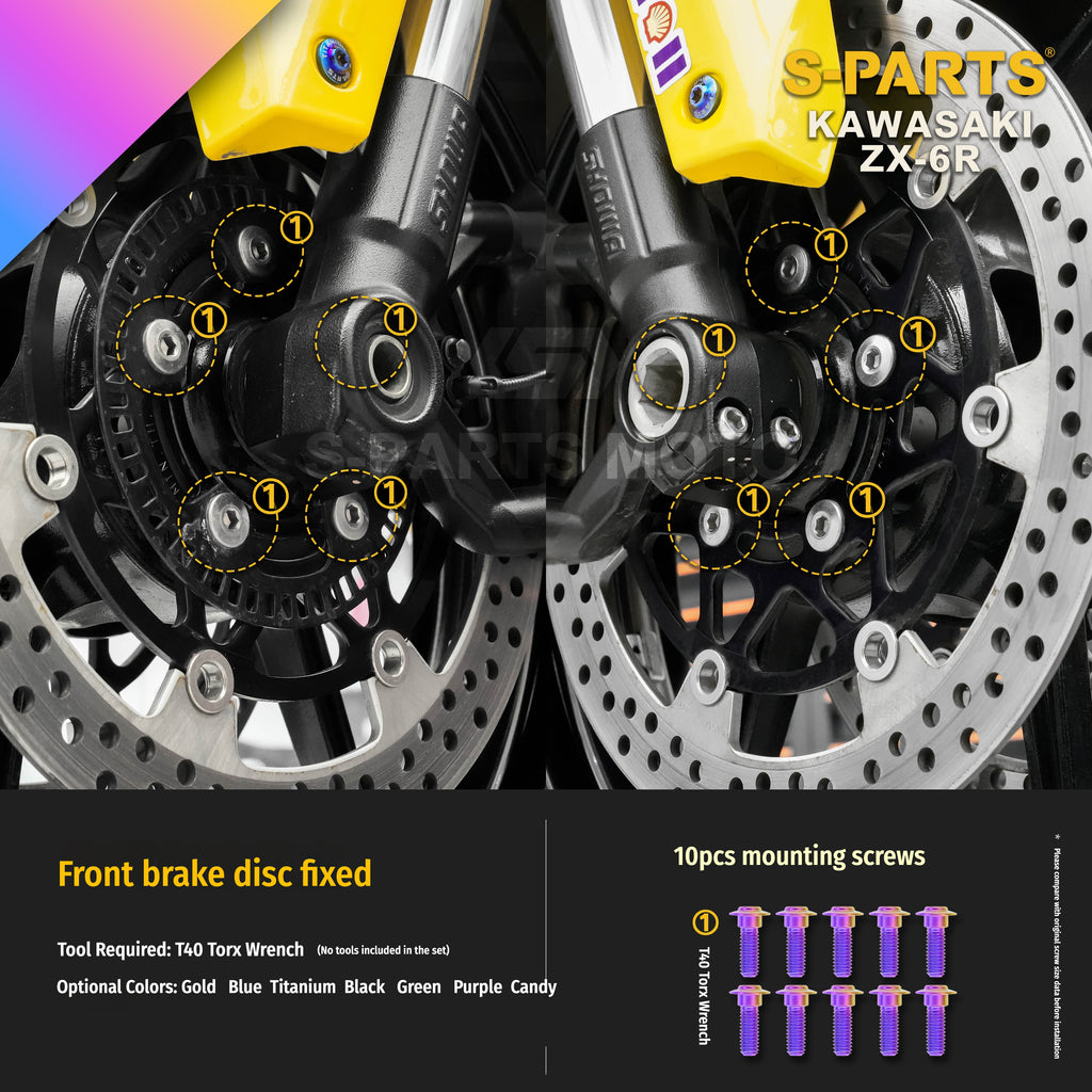 SPARTS Motorcycle Titanium Bolt Upgrade – S-Grade TC4 Bolt Kit for Kawasaki ZX-6R