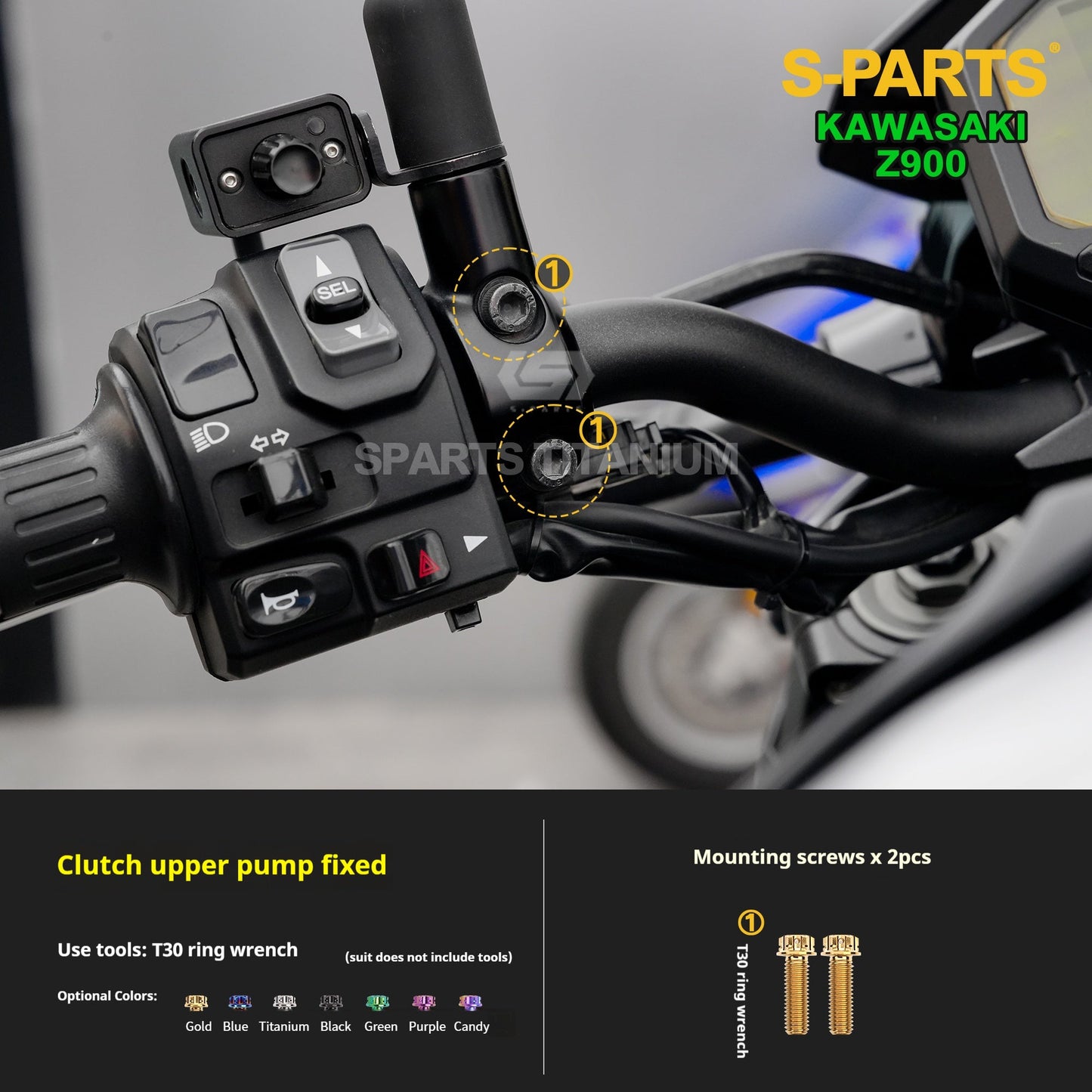 S-PARTS Titanium Fasteners Front End / Control System Bolt Kit for Kawasaki Z900