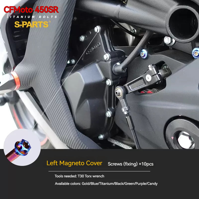 SPARTS Titanium Bolt Kit for CFMOTO 450SR – TC4 Lightweight High-Strength Motorcycle Upgrade