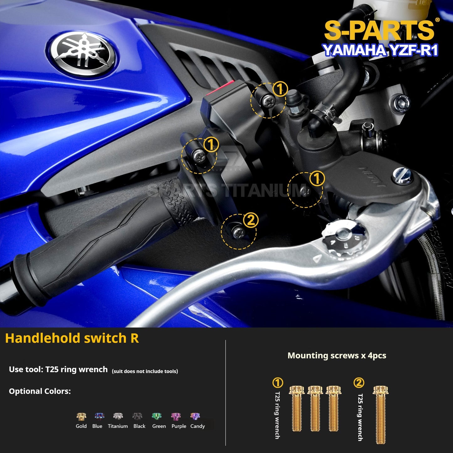 SPARTS Titanium Bolt Kit for Yamaha YZF-R1 - Handlebar, Cockpit & Dash Fasteners