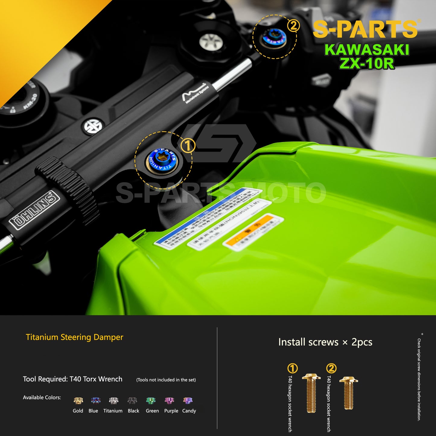 S-PARTS Grade 5 (TC4) Titanium Fasteners Kit for Kawasaki Ninja ZX-10R (2023)