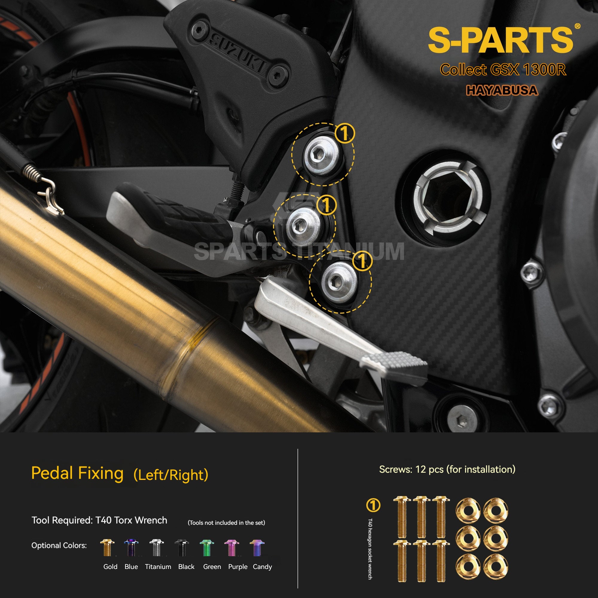 SPARTS Motorcycle Titanium Bolt Upgrade Kit for Suzuki GSX1300R Hayabusa