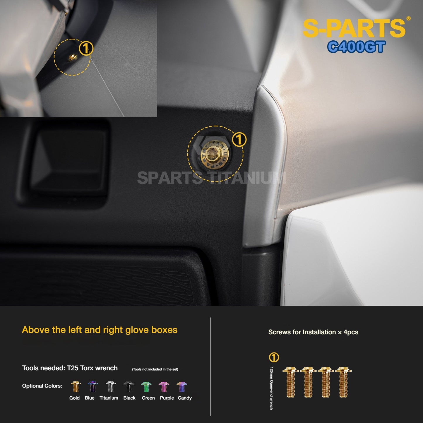 SPARTS Titanium Alloy Bodywork & Windshield Fasteners Bolts Kit for BMW C400GT