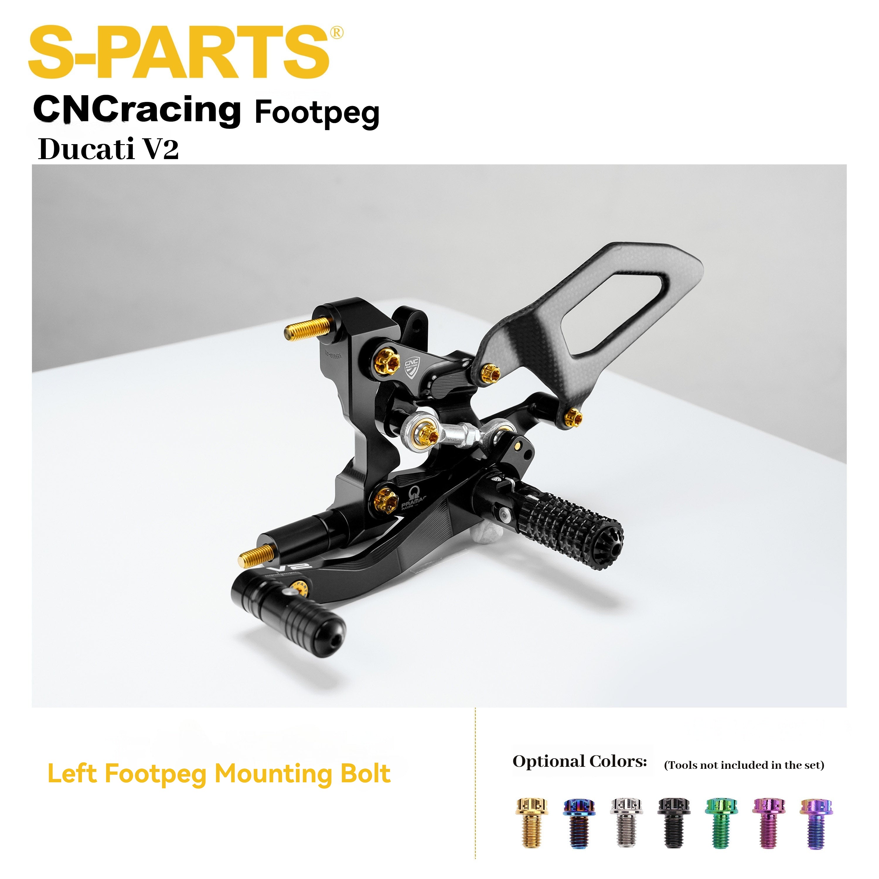 SPARTS Titanium Bolt Kit for CNC Racing Ducati V2 Rearsets | TC4 Grade