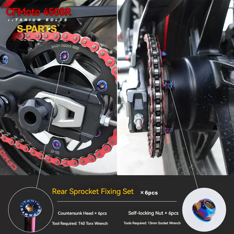 SPARTS Titanium Bolt Kit for CFMOTO 450SR – TC4 Lightweight High-Strength Motorcycle Upgrade