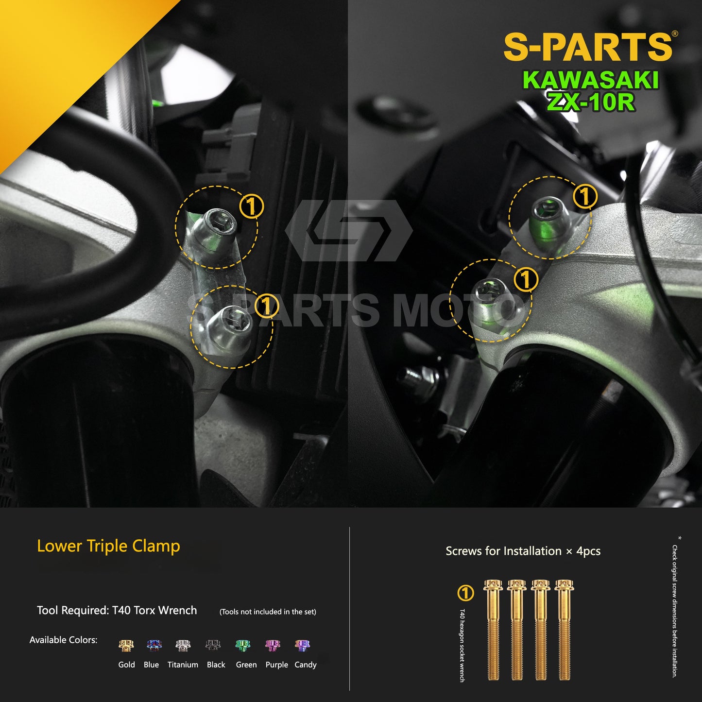 S-PARTS Grade 5 (TC4) Titanium Fasteners Kit for Kawasaki Ninja ZX-10R (2023)