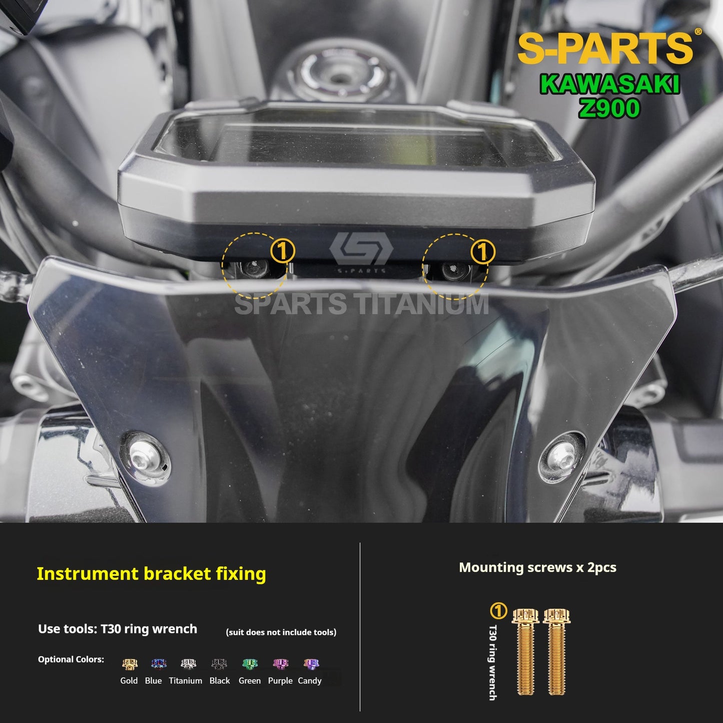 S-PARTS Titanium Fasteners Front End / Control System Bolt Kit for Kawasaki Z900