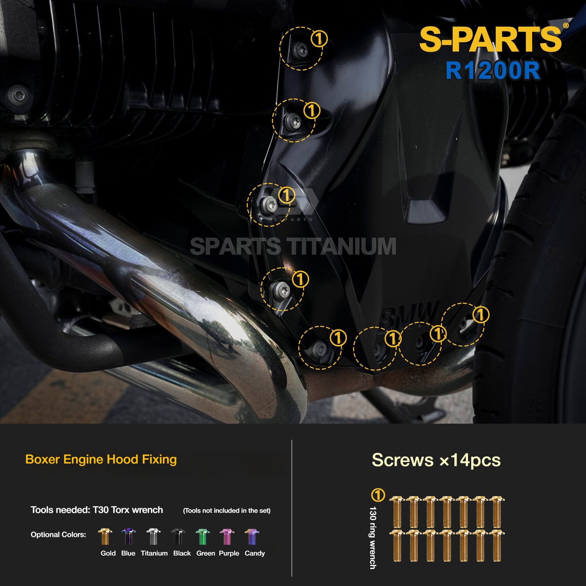SPARTS Titanium Bolt Kit for BMW R1200R – Motorcycle Fastener Upgrade