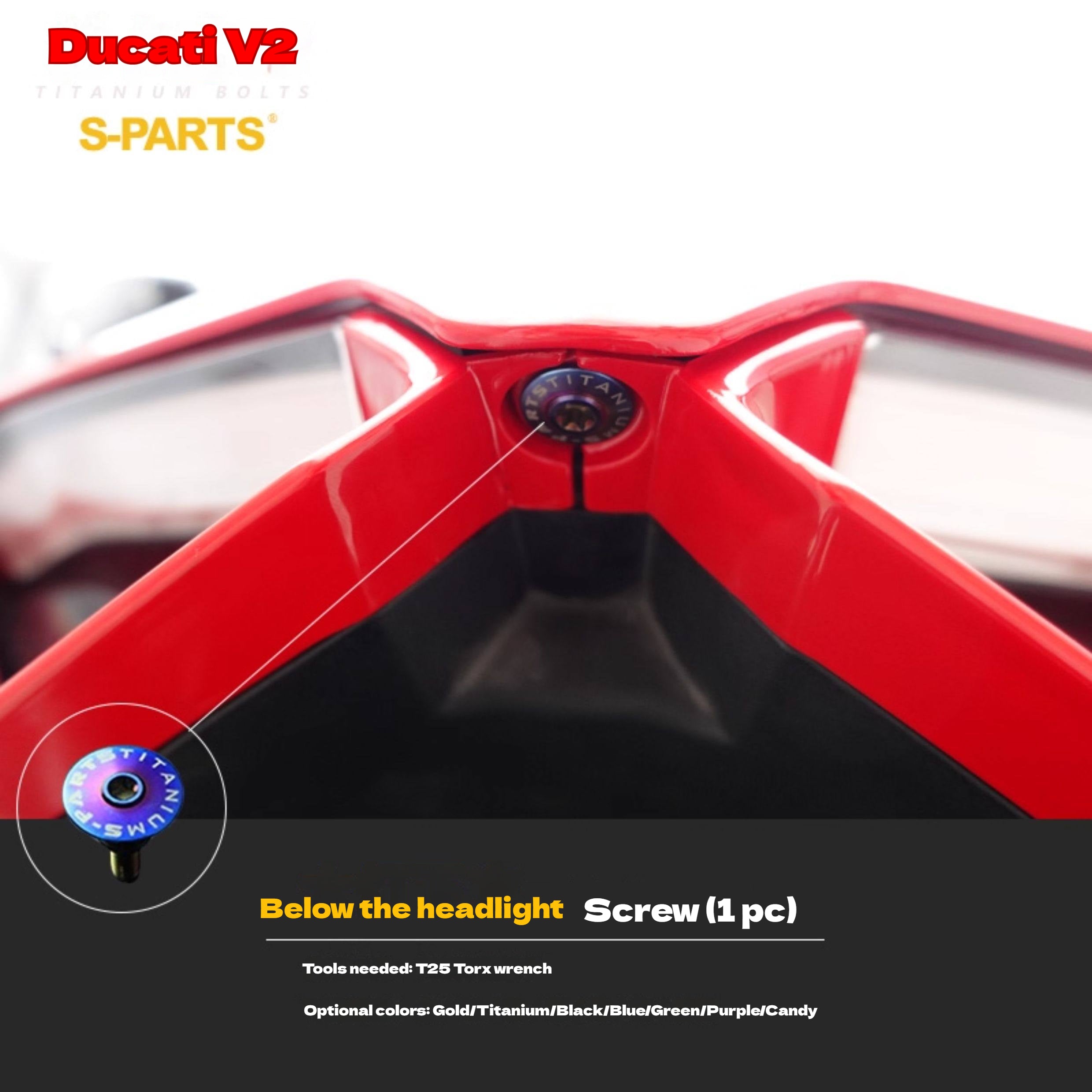 S-PARTS  Compatible with / Suitable for Ducati DUCATI V2 Full Titanium Bolt Kit