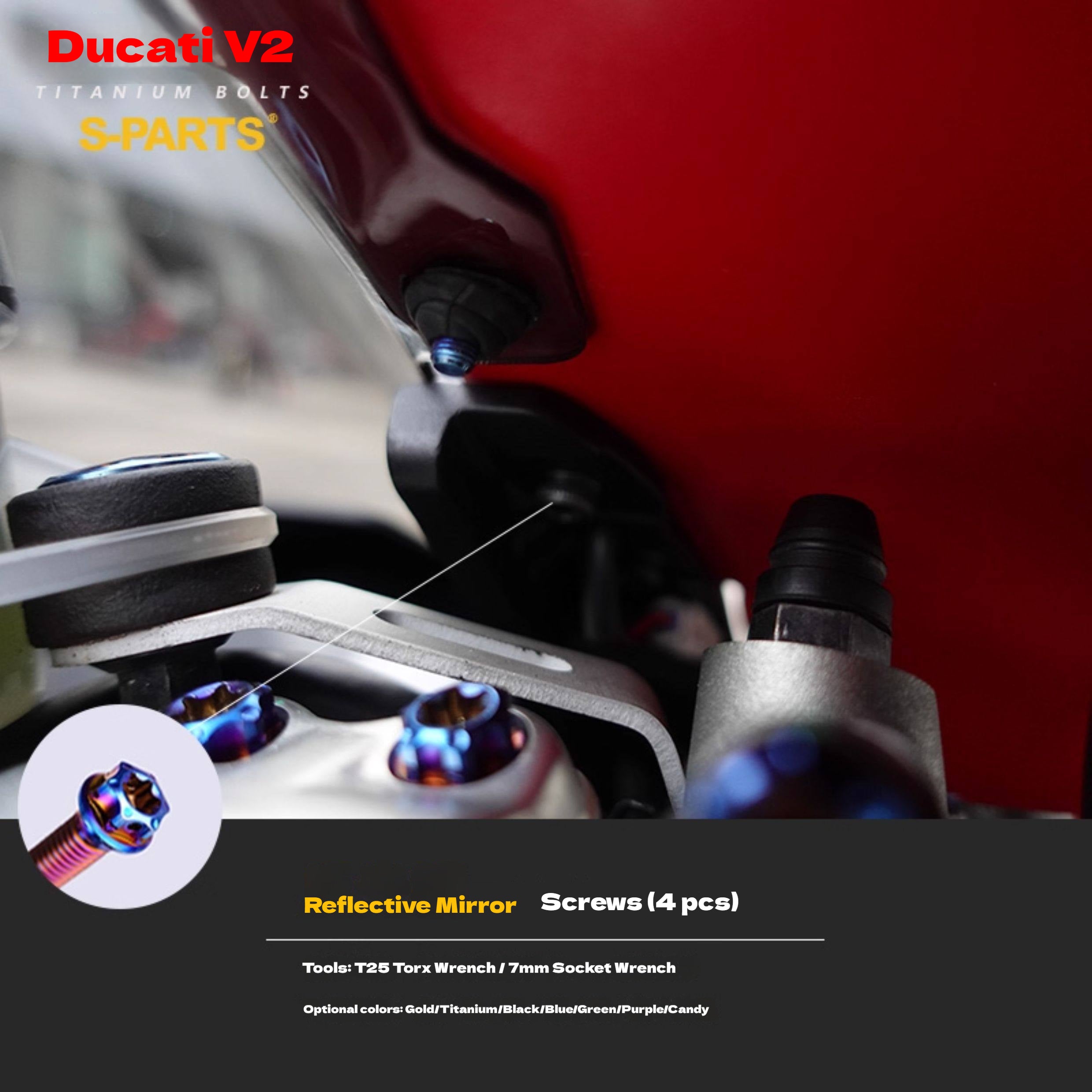 S-PARTS  Compatible with / Suitable for Ducati DUCATI V2 Full Titanium Bolt Kit
