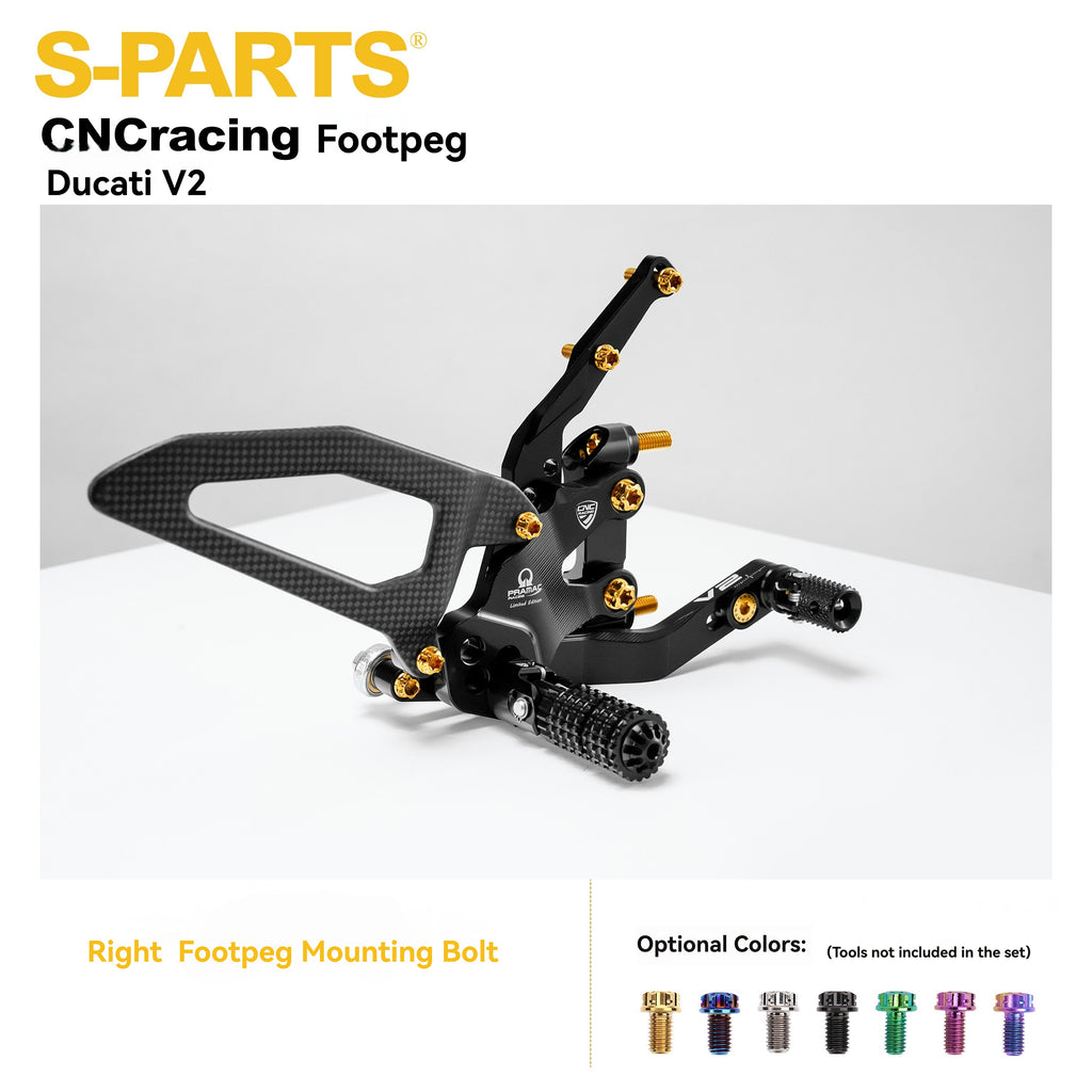 SPARTS Titanium Bolt Kit for CNC Racing Ducati V2 Rearsets | TC4 Grade