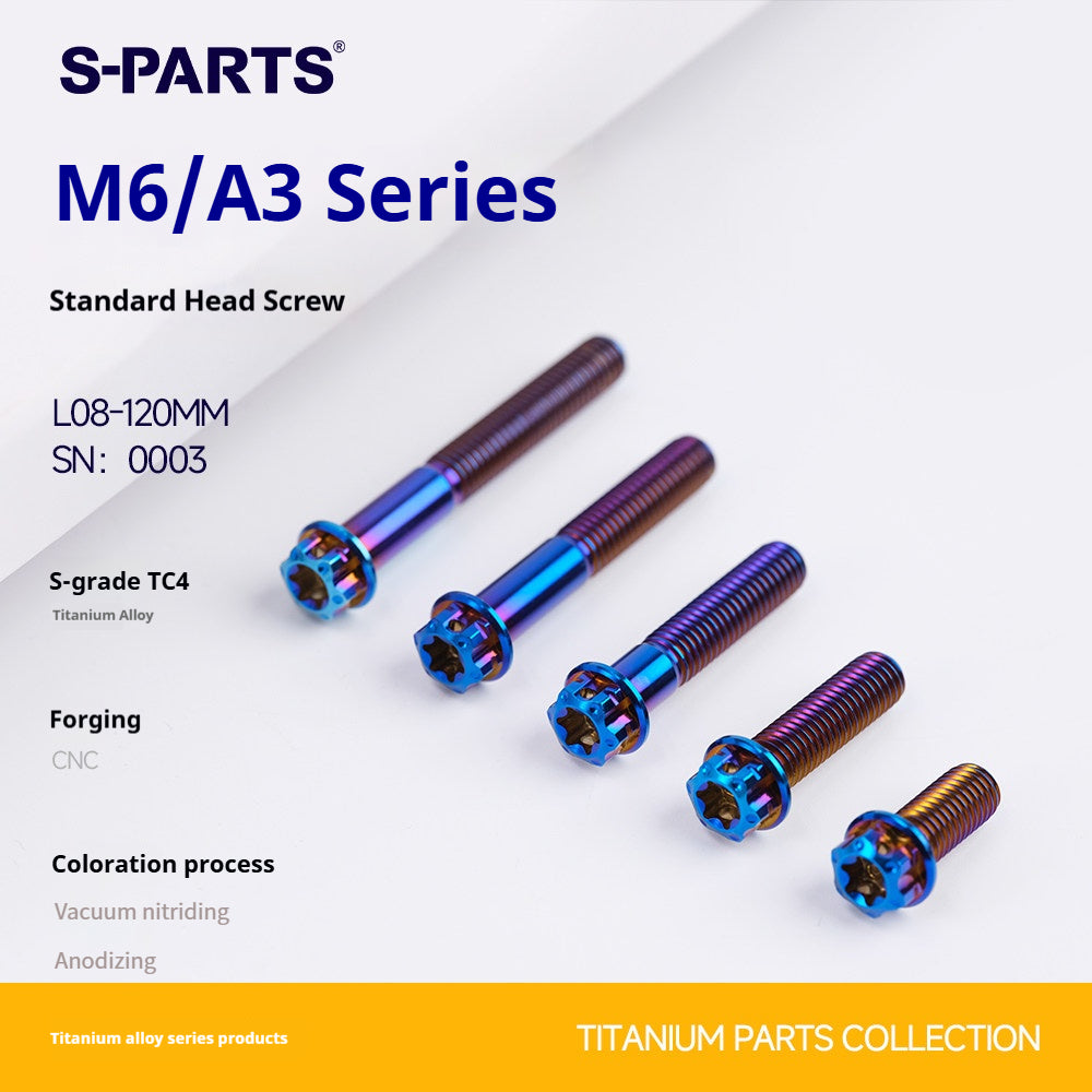 S-PARTS STAN M6 A3 Series TC4 Titanium Bolts – Standard Head Fasteners for Motorcycle & E-Motorcycle Upgrades