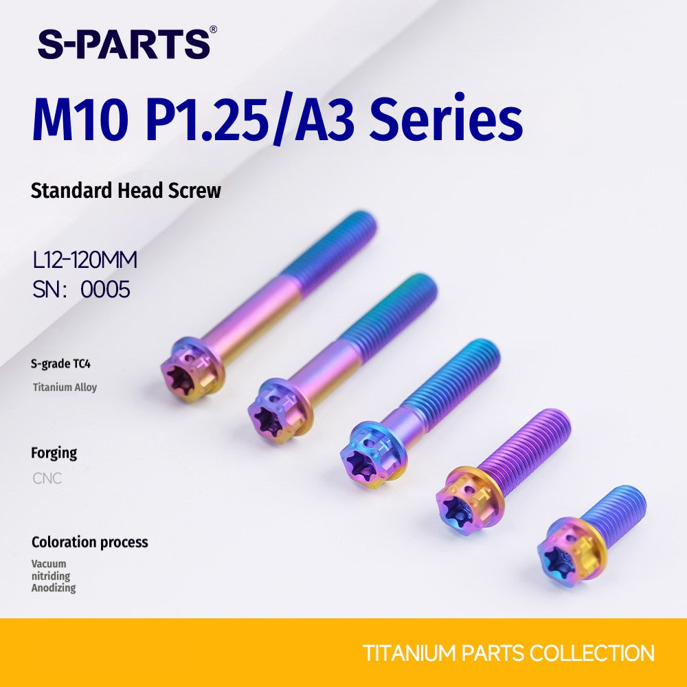 SPARTS M10 P1.25 A3 Series Standard Head Titanium Bolt | 650°C Forged | S-Grade TC4 | Motorcycle / E-Bike Upgrade