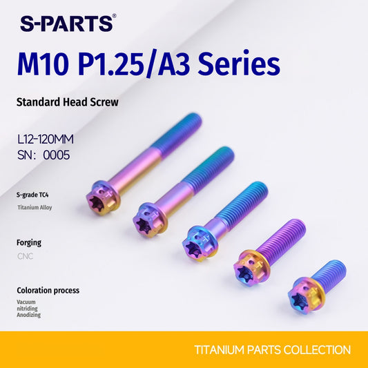 SPARTS M10 P1.25 A3 Series Standard Head Titanium Bolt | 650°C Forged | S-Grade TC4 | Motorcycle / E-Bike Upgrade